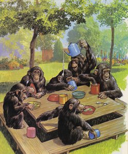 動物園でのチンパンジーティーパーティー 作： English School